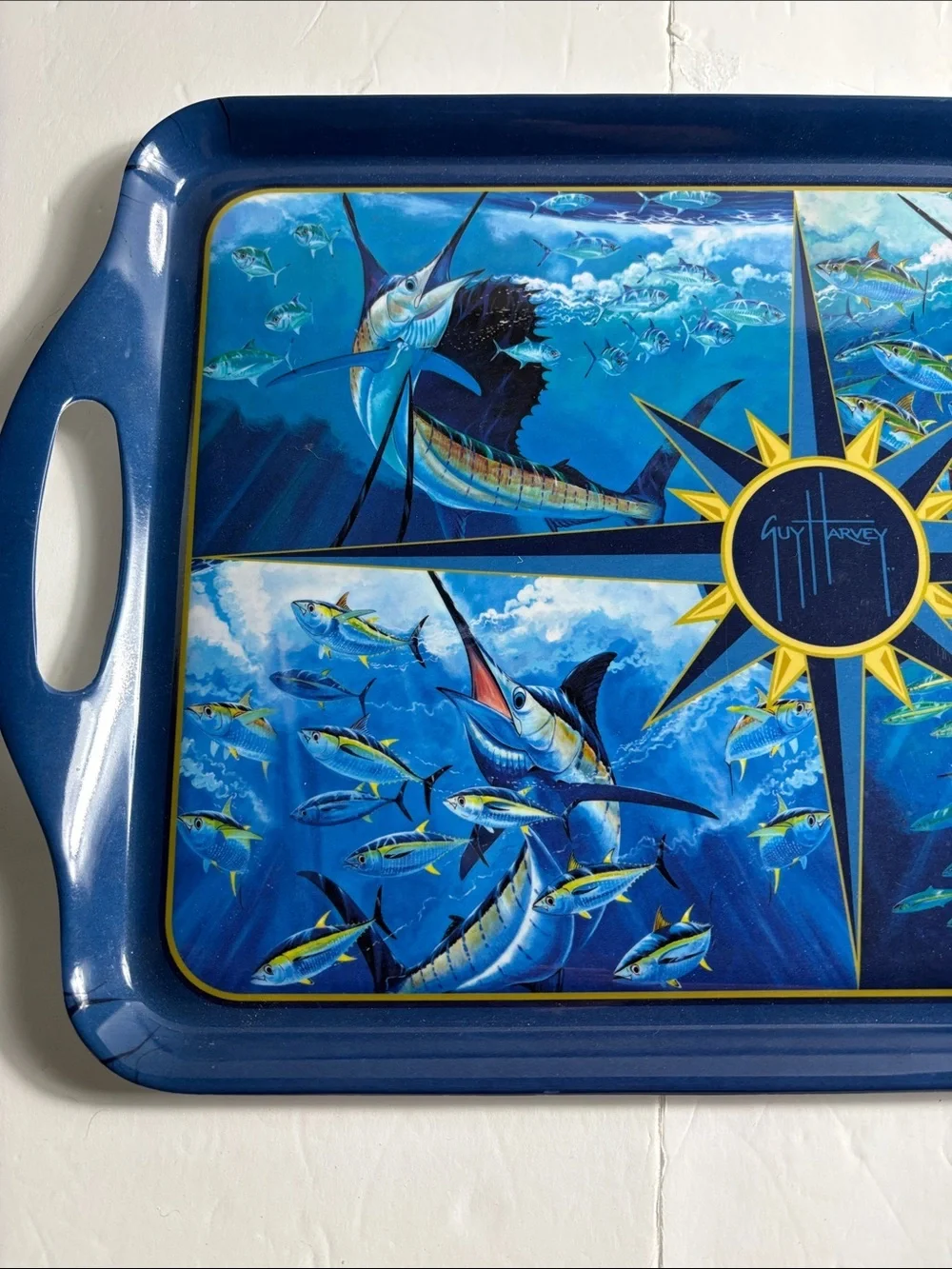 Guy Harvey Nautical Marlin Serving Tray in Deep Blue